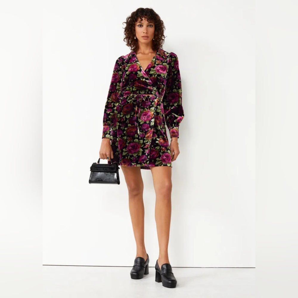 & Other Stories Multicolor Floral Velvet Dress
